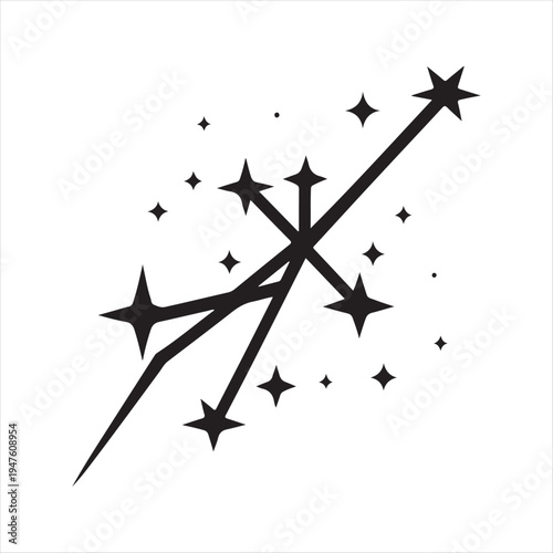 Stargazing constellation abstract silhouette line art logo design concept illustration idea