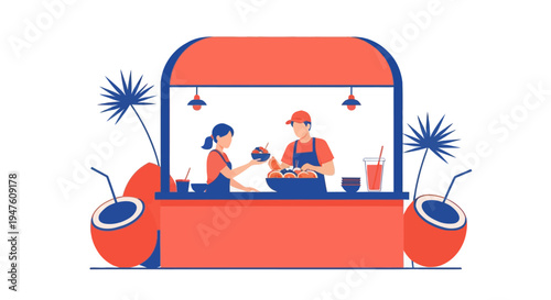 Tropical Coconut Drink Stall