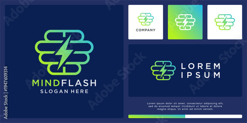 Mind flash logo design abstract template