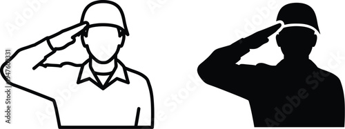 Soldiers saluting military men in uniform Vector