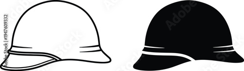 Line art and solid color bucket hats Vector