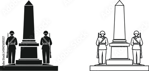 Monument illustration with soldiers Vector