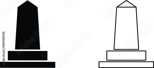 Monument icons black and white Vector