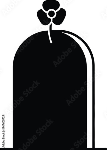 Black cloche bell jar with flower decoration Vector