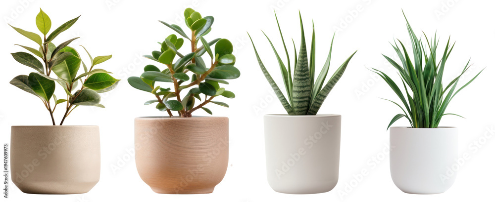 Fototapeta premium PNG Modern potted plants collection on transparent background