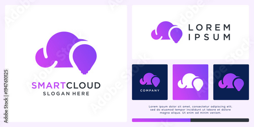 Smart cloud logo design template basic with lamp