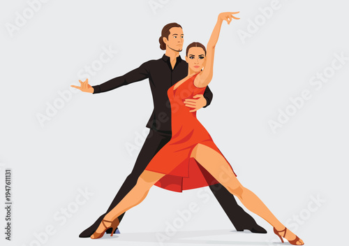 073-02-Dance couple performing artistic latin american ballroom movement