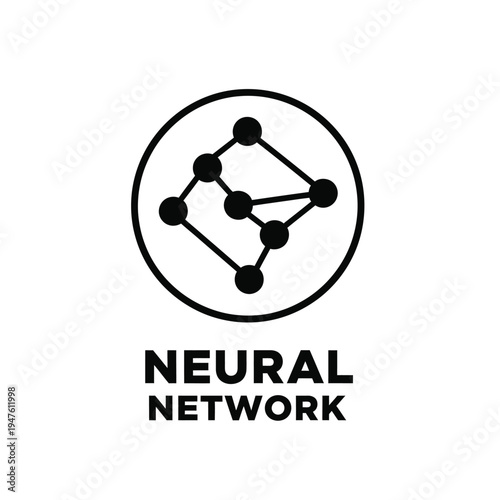 A simplified graphic depicts a neural network s interconnected nodes within a circular frame accompanied by text reading neural network high quality professional detailed modern