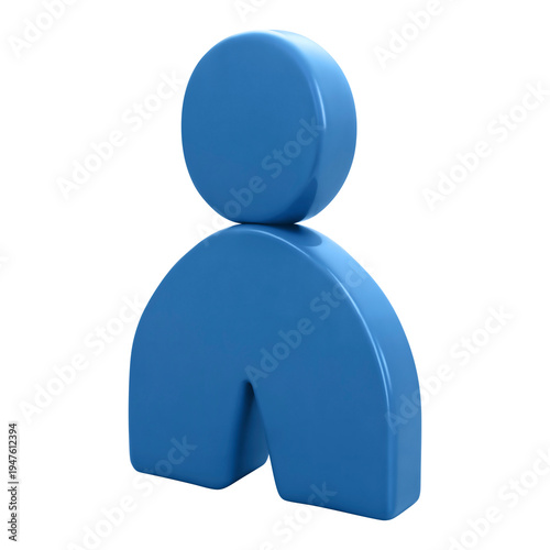 3d rendered blue user person icon isolated on transparent background.