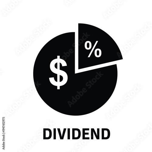 A stark black and white graphic depicts a pie chart with a dollar sign representing a portion of financial distribution high quality professional detailed