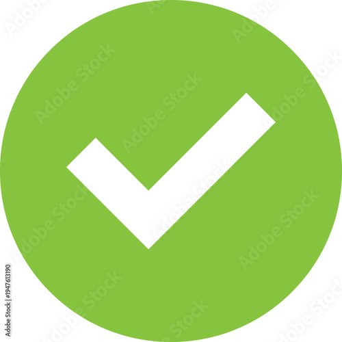 Green check mark, isolated tick symbols, verification signs, and an approval badge. Flat and modern checkmark design.