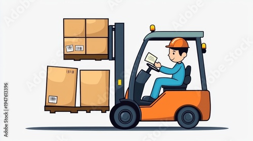 Forklift Operator Moving Boxes