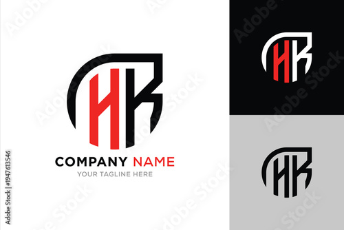 minimal letter hk arrow logo vector design template