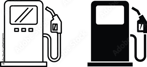Gas Pump Fuel Dispenser Icons Set for Petrol Station