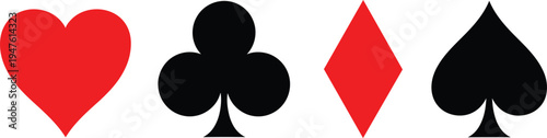 Playing Card Suits Icons Hearts Clubs Diamonds Spades