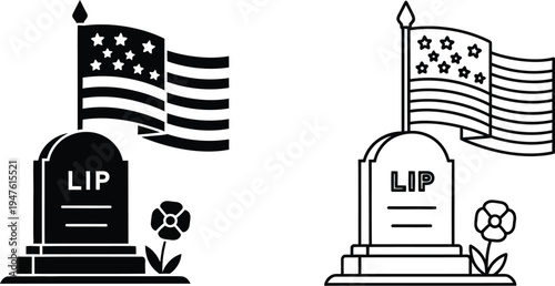 American rip flag memorial Vector