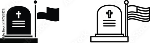 American cemetery grave flags Vector