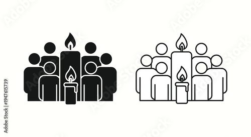 Candle people group silhouette icon Vector