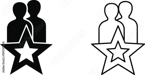 Partnership teamwork star icons Vector