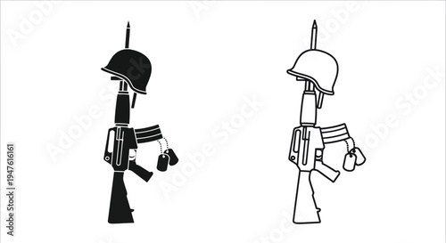 Toy soldiers in black and white Vector