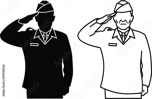 Soldiers saluting military men in uniform Vector