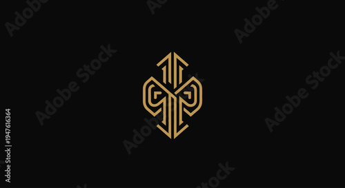 Golden Celtic Knot Design Element Symbol.