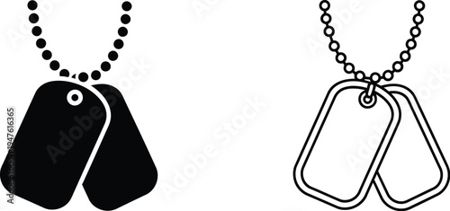Dog tag necklace icon set Vector