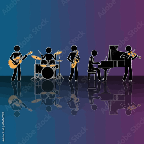 A group of musicians playing instruments together.