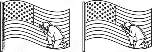 American flag worker illustration Vector