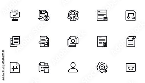 A collection of various document and file icons on a clean white background