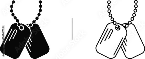 Dog tag necklace black and white Vector
