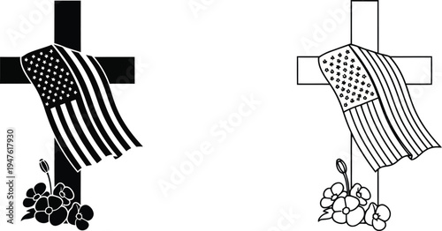 American flag cross patriotic symbols Vector