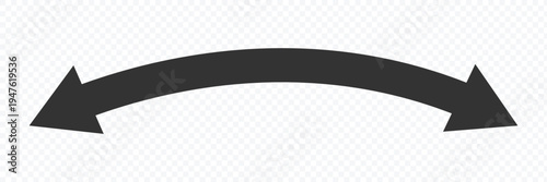 Dual sided arrow. Curved arc shape. Semicircular thin double ended arrow. Dual sided arrow Vector. isolated on white background. Vector illustration eps 10.