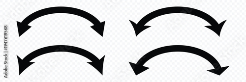 Dual sided arrow. Curved arc shape. Semicircular thin double ended arrow. Dual sided arrow Vector. isolated on white background. Vector illustration eps 10.