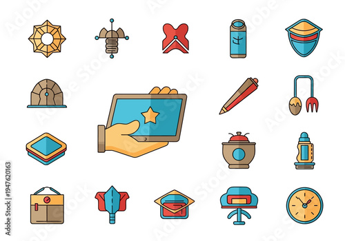 Collection of Diverse Icons Representing Various Concepts and Objects.