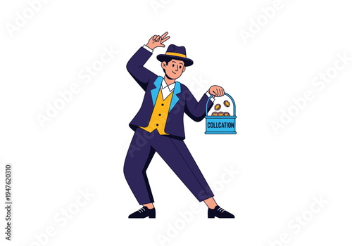 Man in a suit holding a cage with money inside.