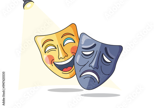 Theater Masks of Comedy and Tragedy Symbolizing Emotions.