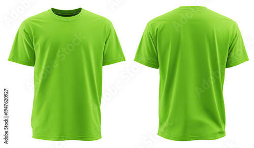 Lime green t-shirt, front and back views
