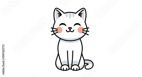 Adorable Kawaii White Striped Feline Art
