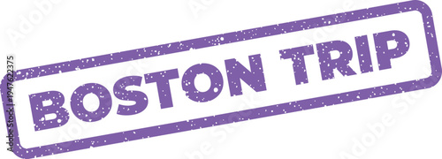 Rubber stamp impression showing BOSTON TRIP lettering, set within a rectangular frame at an angle