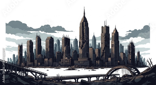New York City Skyline Postcard.