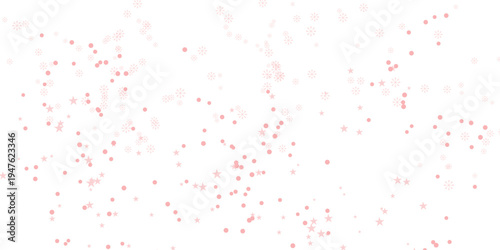 Vector Design Pink snowflakes and stars falling on white background festive vector illustration