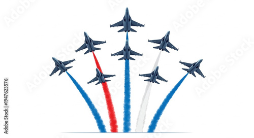 Military Jets Flyover Patriotic Colors.