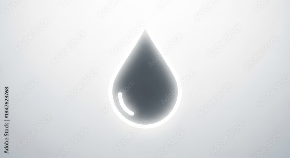 Fototapeta premium Single water droplet on a white background with soft lighting.
