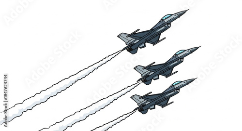 Military Jets in Formation Flight.