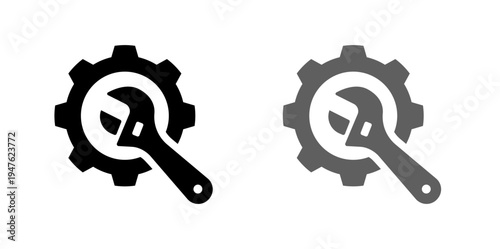 Gear and a wrench, symbolizing industry, maintenance, repair, and technical services.