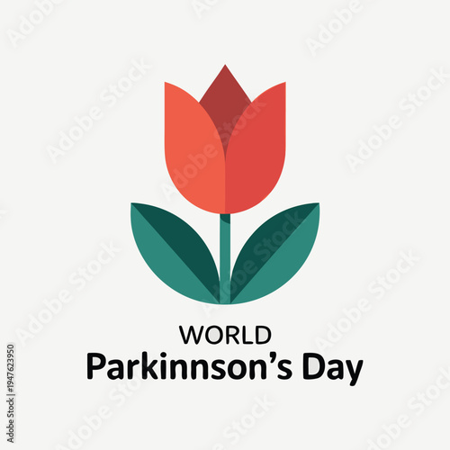 A stylized red tulip illustration is displayed above the text world parkinson s day