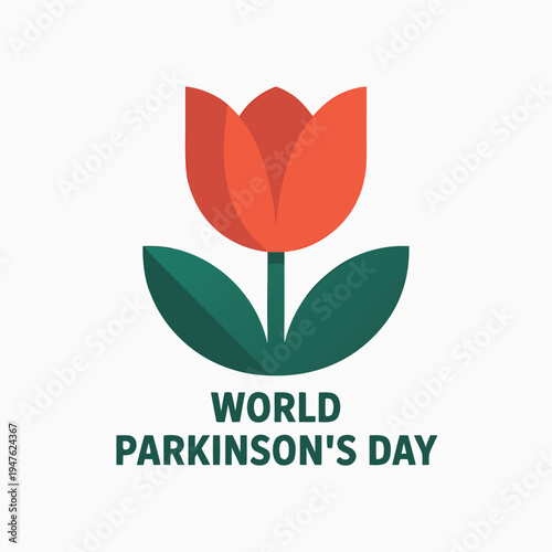 A vibrant red tulip illustration is displayed above text reading world parkinson s day