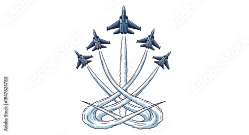 Military Jets in Formation Flying.