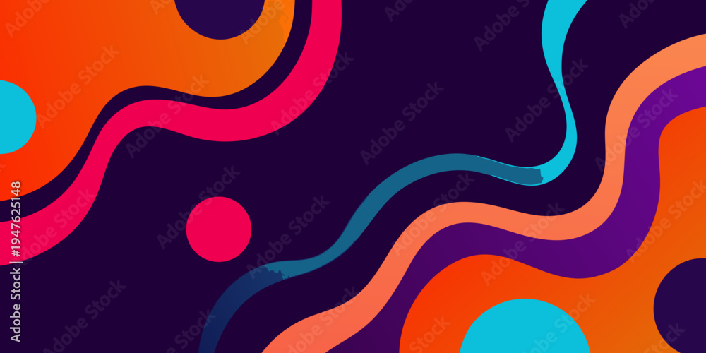 Obraz premium Abstract flowing shapes in vibrant colors against a dark background